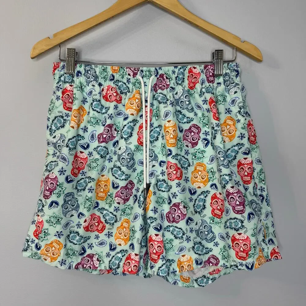 98 Coast Av Trunk Short Swimwear Skull Print Coastal Beach Vacation Men's XL